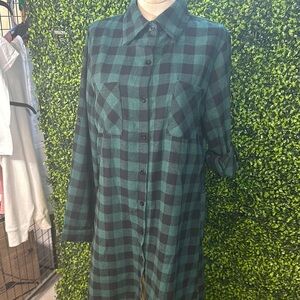 Plaid Green Shirt Dress Size Small